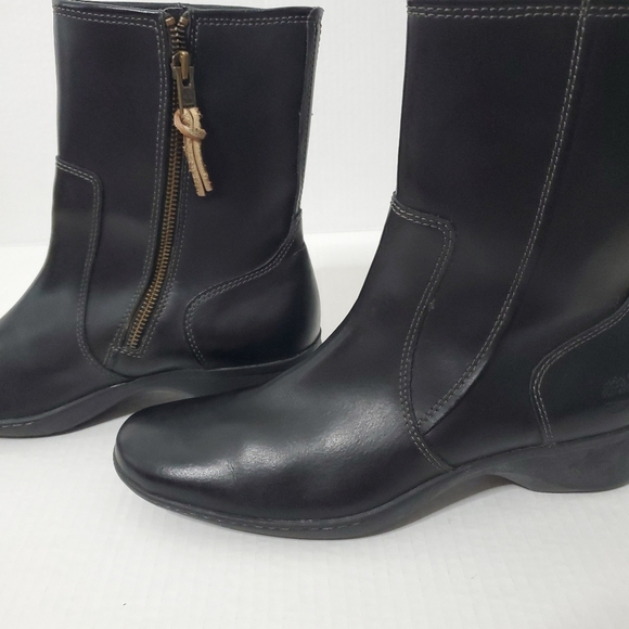 Timberland Womens Side Zip Leather Booties Size 8.5M Waterproof Black Mid Calf - Picture 7 of 16